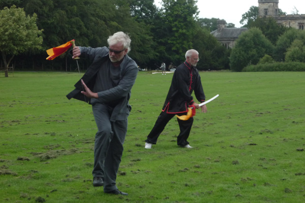 Two students practising the broadsword form
